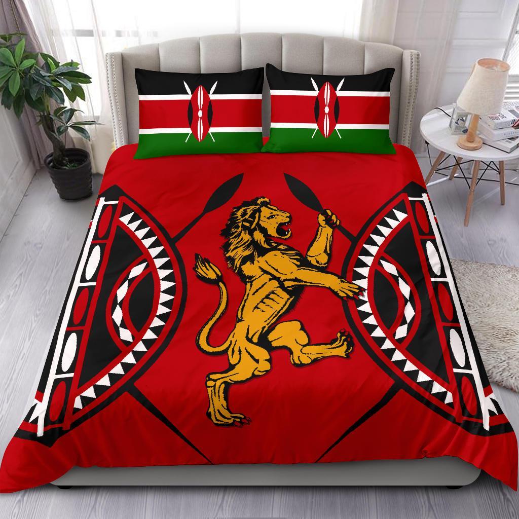 Kenya Rugby Lion Bedding Set Maasai Shield - Vibe Hoodie Shop