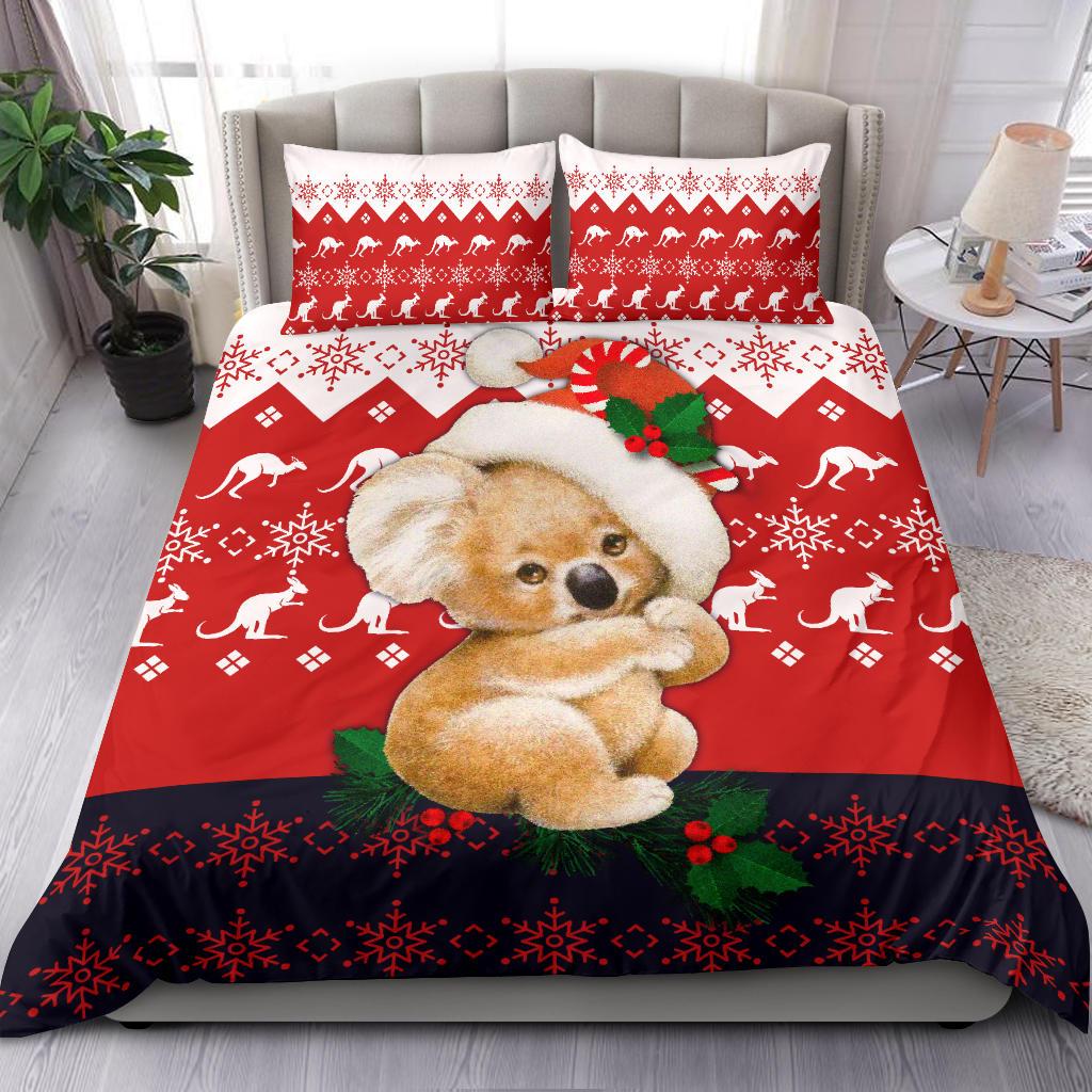 Christmas Bedding Sets - Koala Bed Kangaroo Symbol Snowflakes Sets - Vibe Hoodie Shop