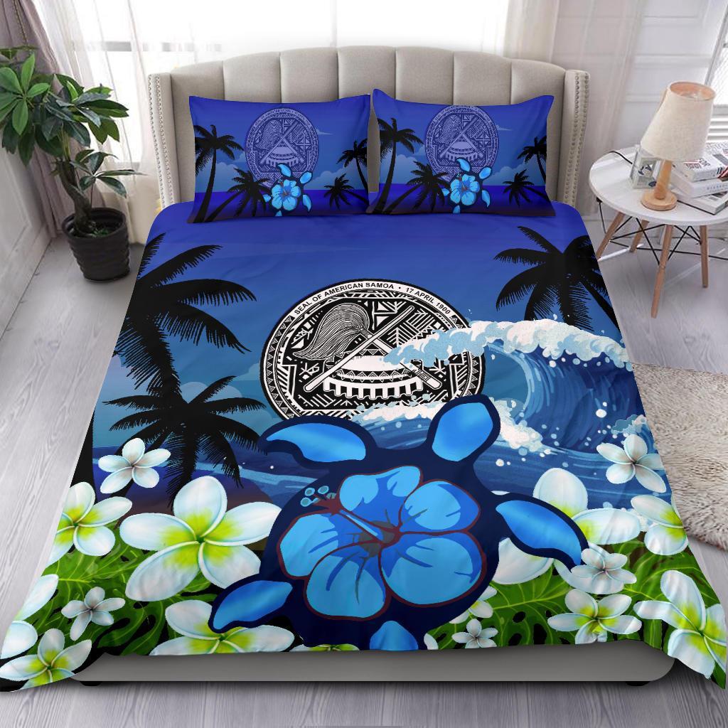 American Samoa Bedding Set Turtle Hibiscus - Vibe Hoodie Shop