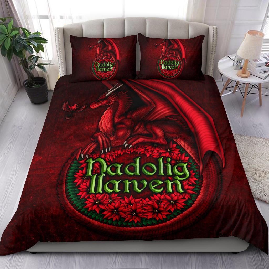 Wales Bedding Set - Christmas Dragon - Vibe Hoodie Shop