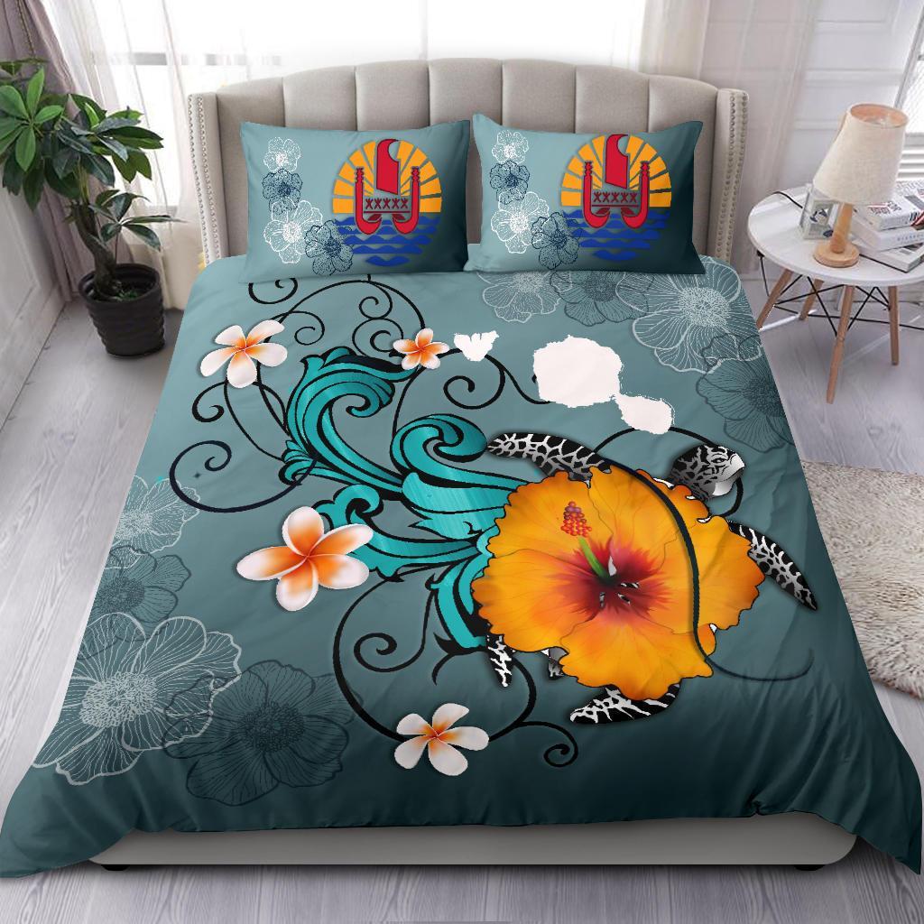 Tahiti Bedding Set - Map Turtle Hibiscus - Vibe Hoodie Shop