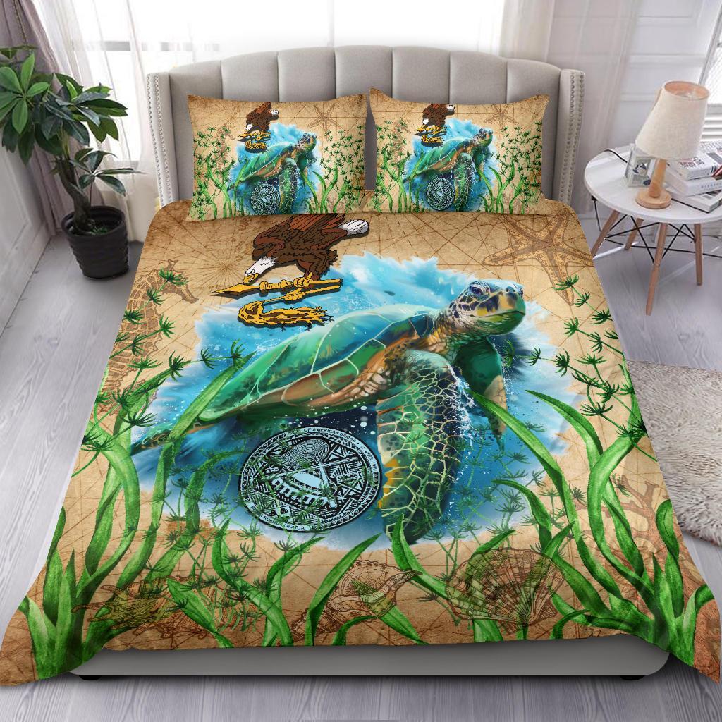 American Samoa Bedding Set Sea Turtle Vintage - Vibe Hoodie Shop