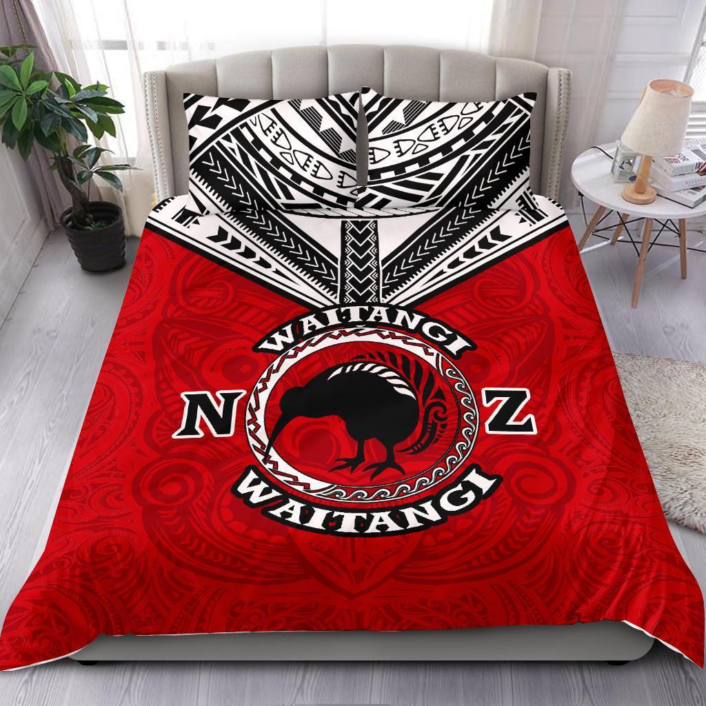 New Zealand Maori Bedding Set Waitangi Day - Red - Vibe Hoodie Shop