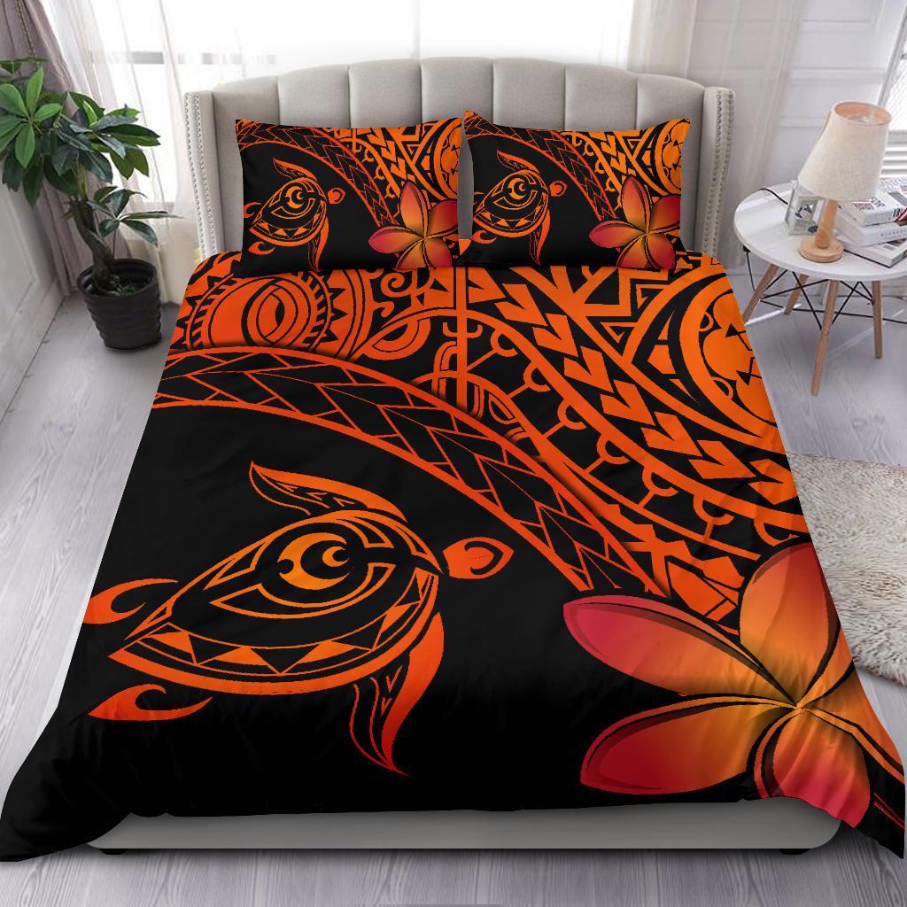 Tahiti Tribal Turtle Plumeria Bedding Set - Vibe Hoodie Shop