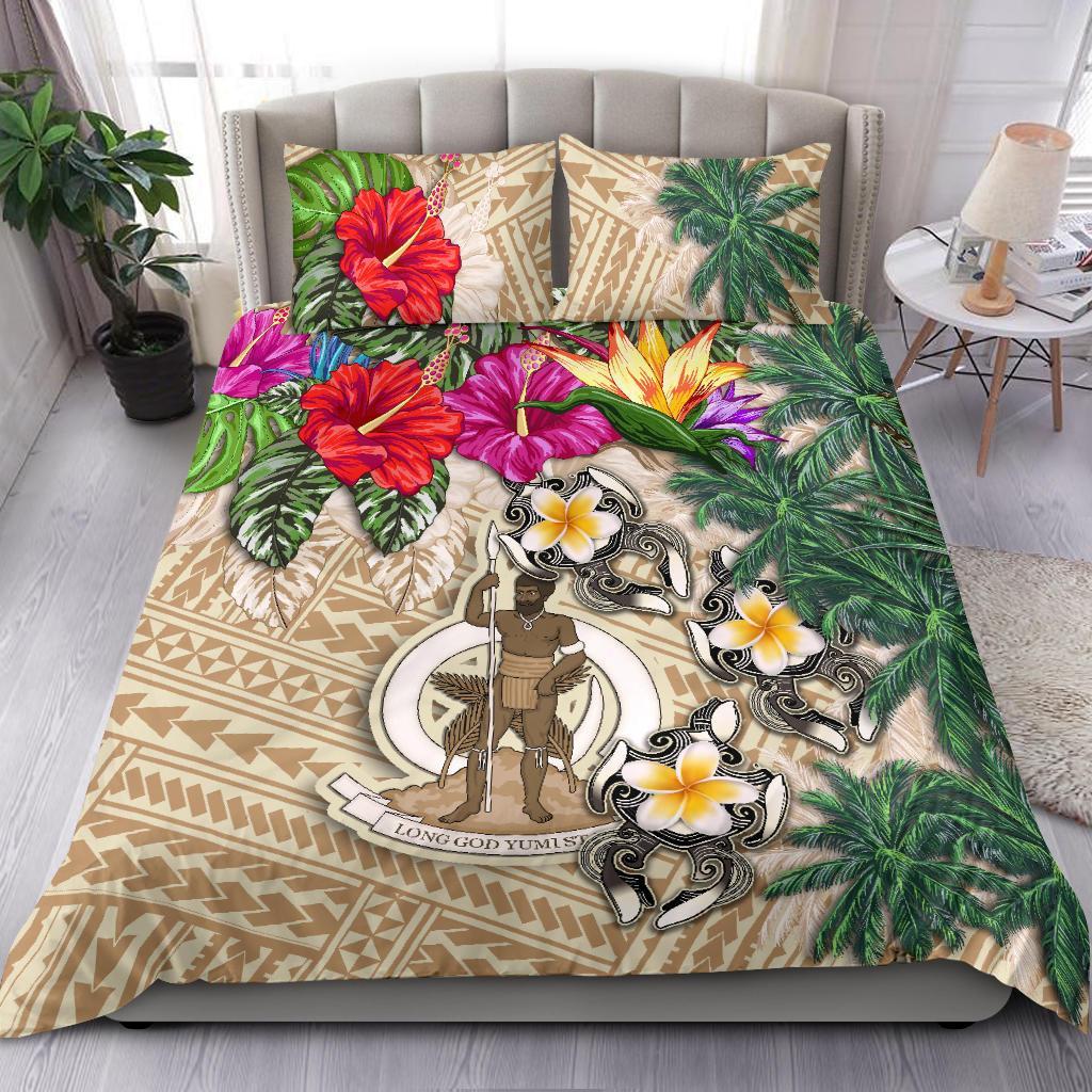 Vanuatu Bedding Set - Hibiscus Turtle Tattoo Beige - Vibe Hoodie Shop