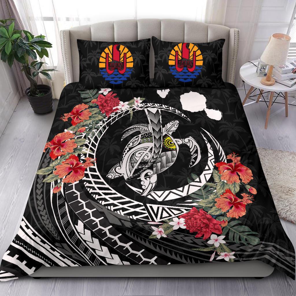 Tahiti Bedding Set - Polynesia Map Turtle Hibiscus - Vibe Hoodie Shop