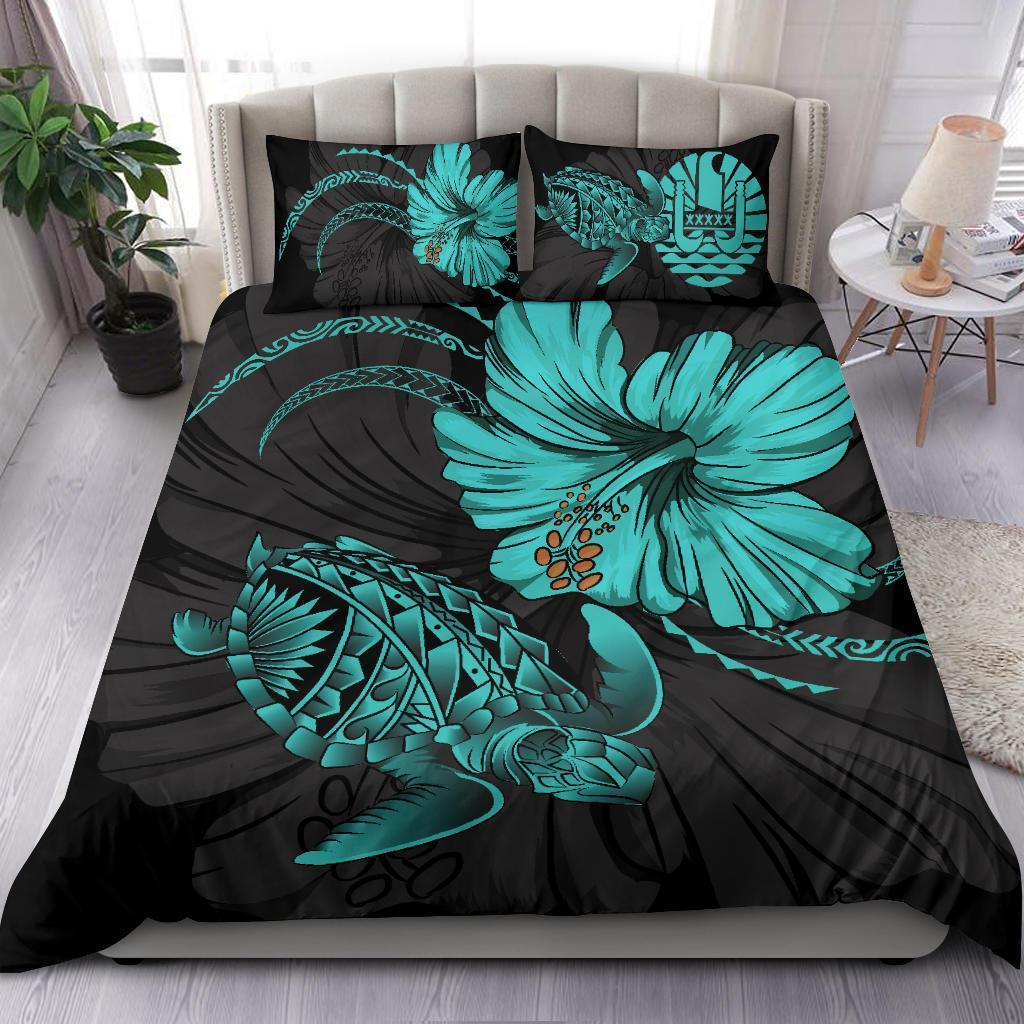 Tahiti Turtle Acacia Hibiscus Poly Bedding Set - Vibe Hoodie Shop