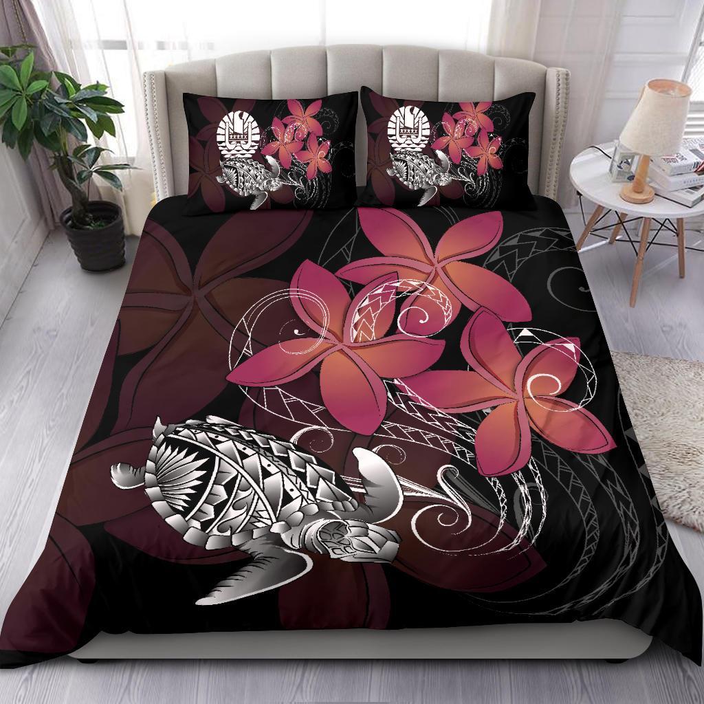 Tahiti Coat Of Arms Plumeria Coiling Waves Polynesian Bedding Set - Vibe Hoodie Shop