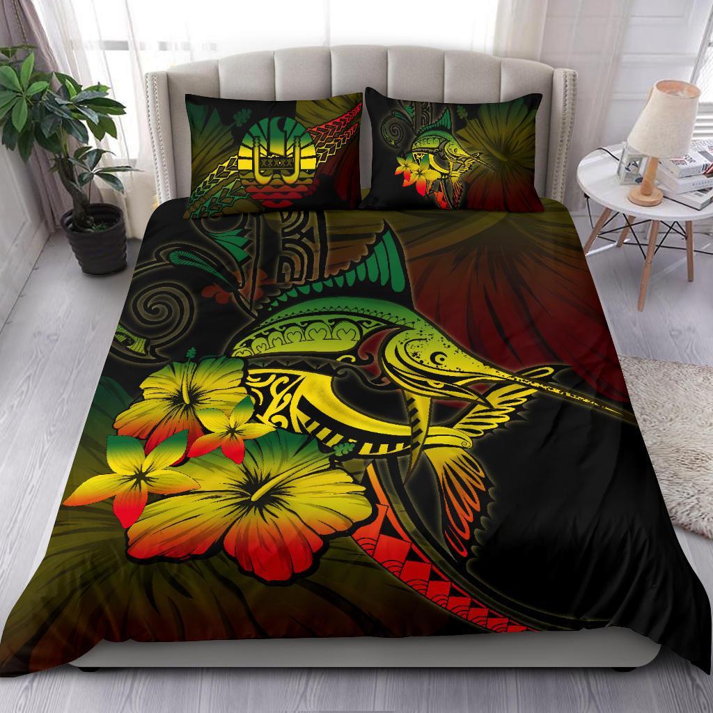 Tahiti Bedding Set - Reggae Marlin and Hibiscus - Vibe Hoodie Shop