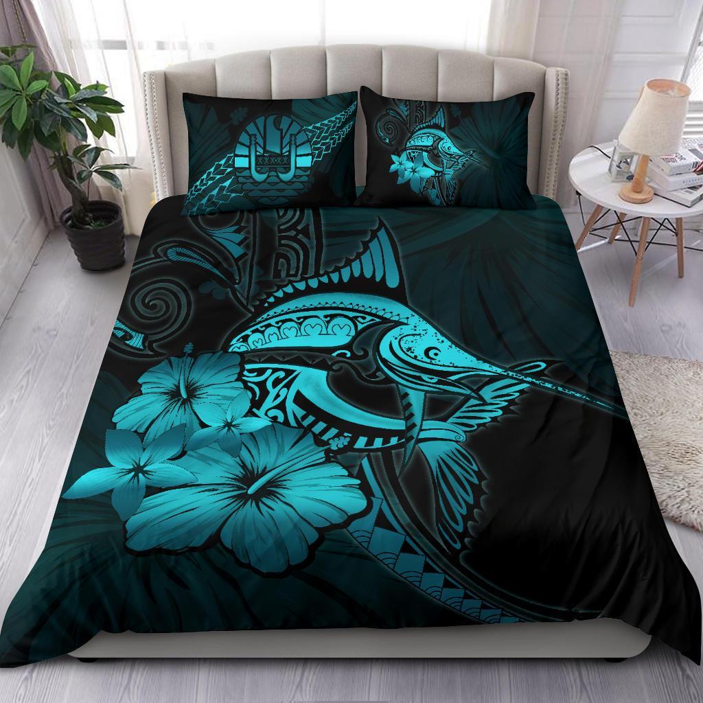 Tahiti Bedding Set - Turquoise Marlin and Hibiscus - Vibe Hoodie Shop