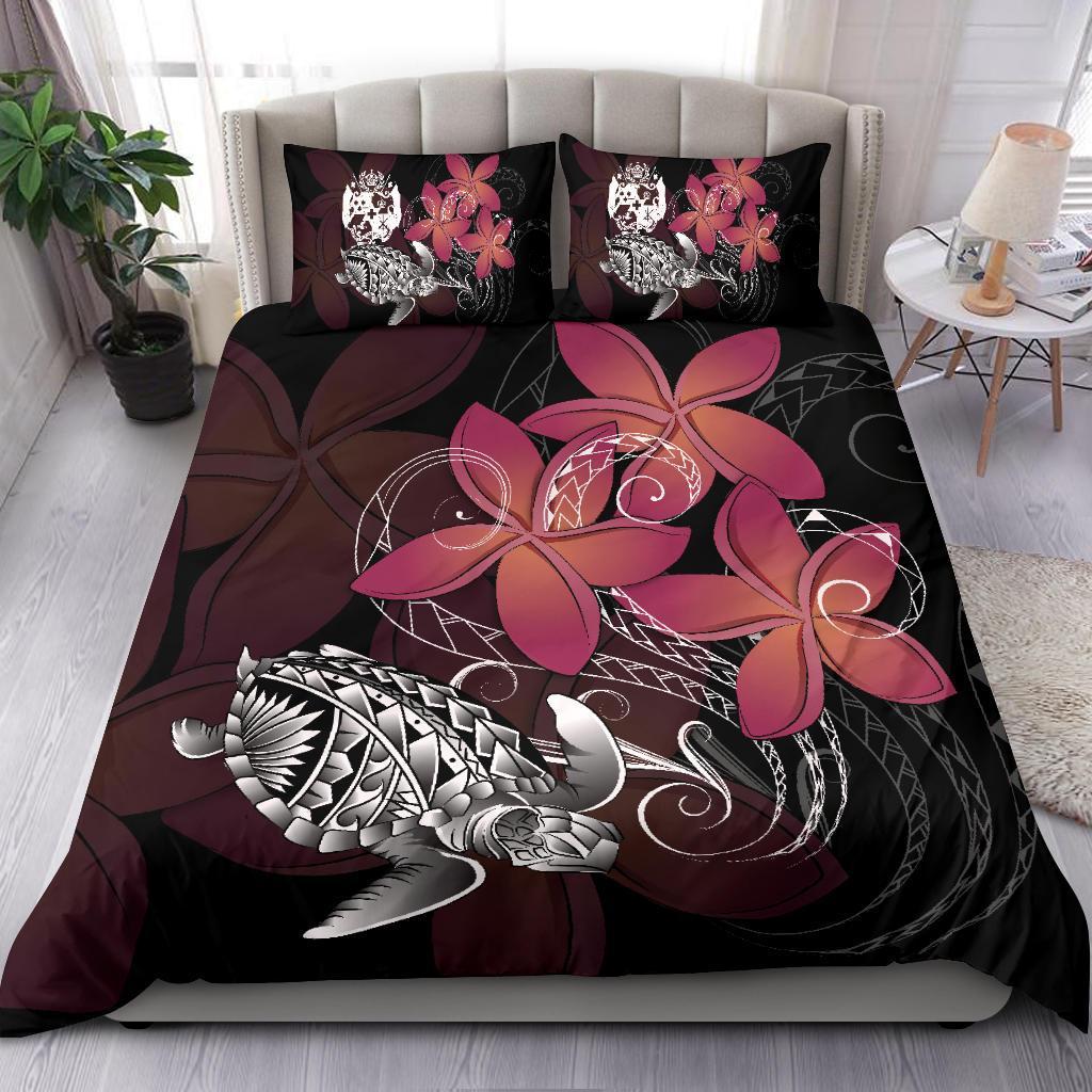 Tonga Coat Of Arms Plumeria Coiling Waves Polynesian Bedding Set - Vibe Hoodie Shop