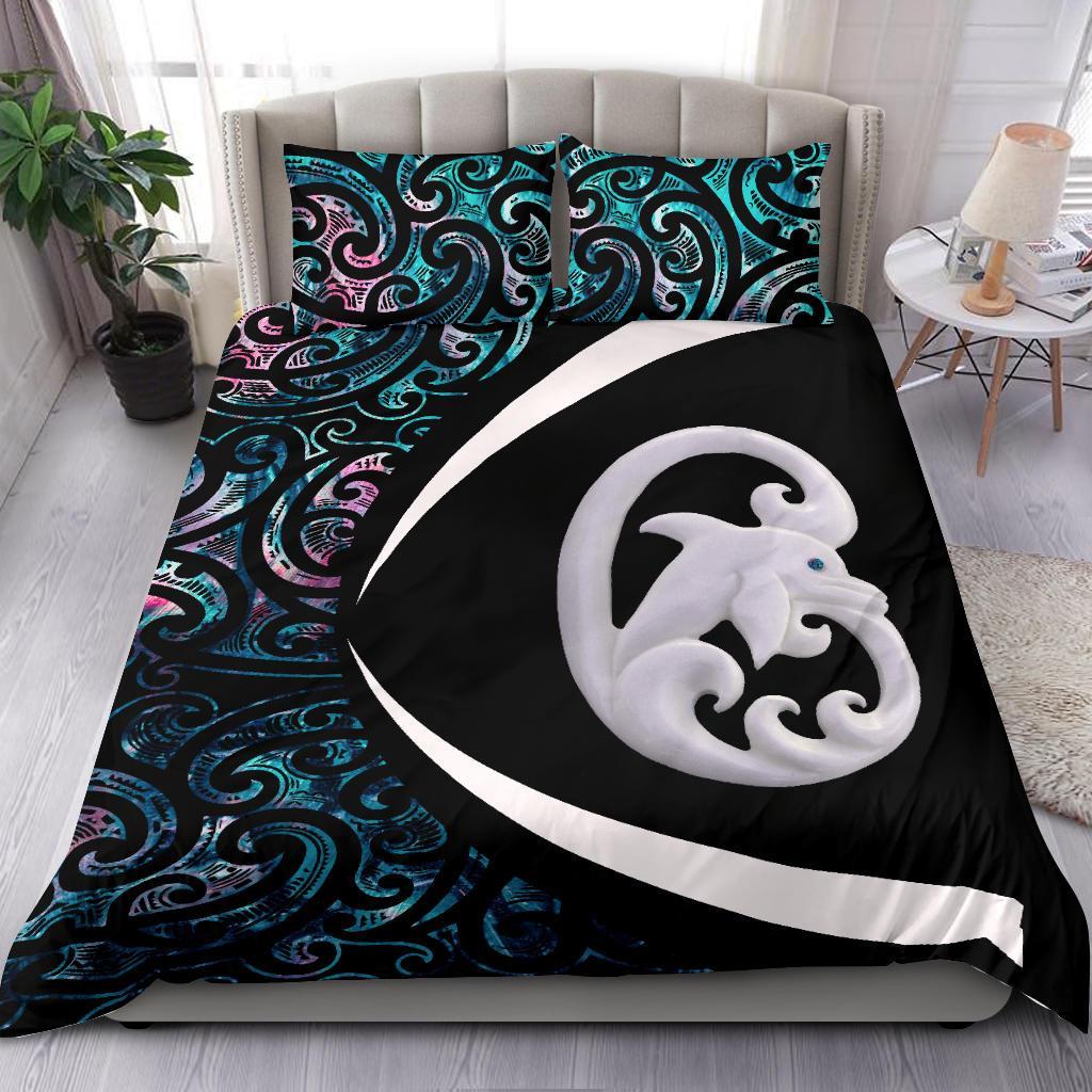 Aotearoa Maori Dolphin Bedding Set, Koru Aihe Paua Shell Duvet Covers - Vibe Hoodie Shop