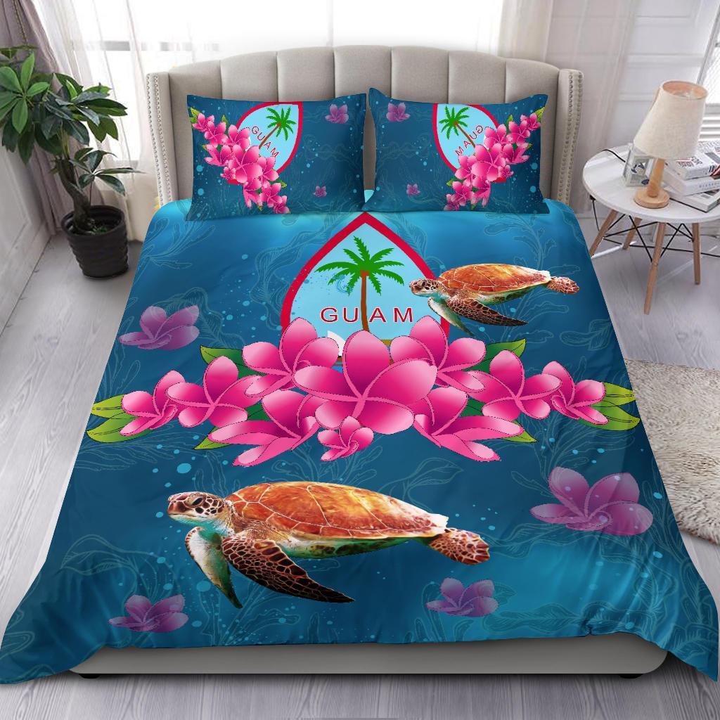 Guam Plumeria Kanaka Turtle Sea Bedding Set - AH - Vibe Hoodie Shop