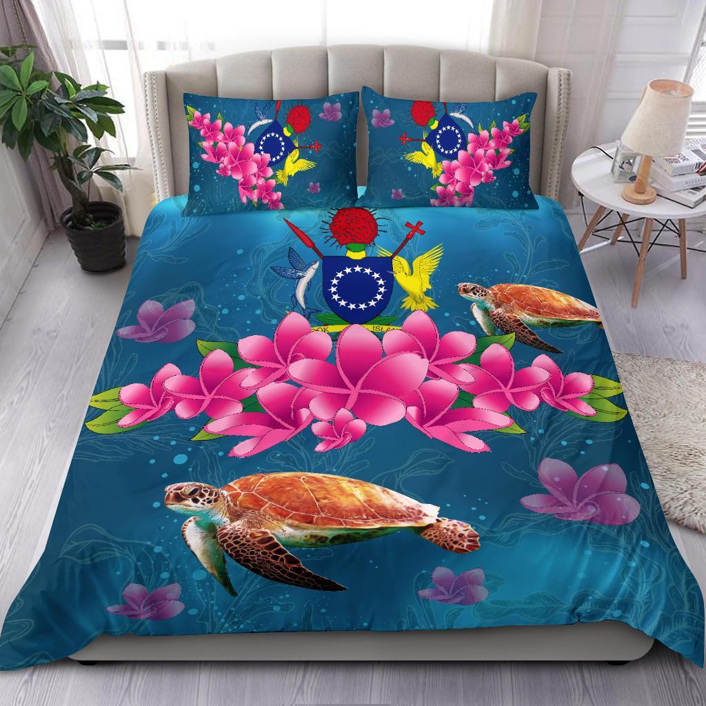 Cook Islands Plumeria Kanaka Turtle Sea Bedding Set - AH - Vibe Hoodie Shop