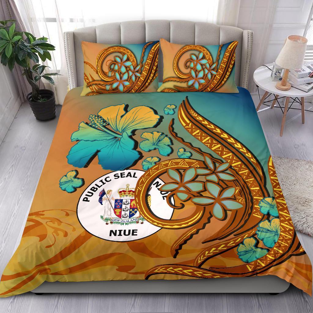 Niue Polynesian Bedding Set Sunset Glow - Vibe Hoodie Shop