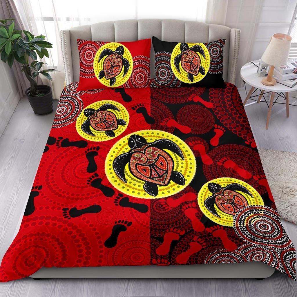 Aboriginal Bedding Set, Turtle Footprint Circle Dot Painting - Vibe Hoodie Shop