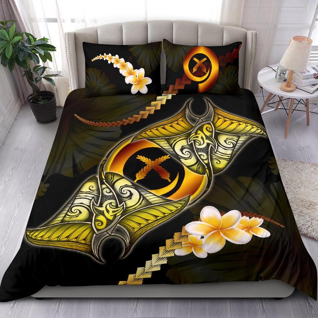 Vanuatu Bedding Set Plumeria - Polynesian Manta Ray Yellow - Vibe Hoodie Shop