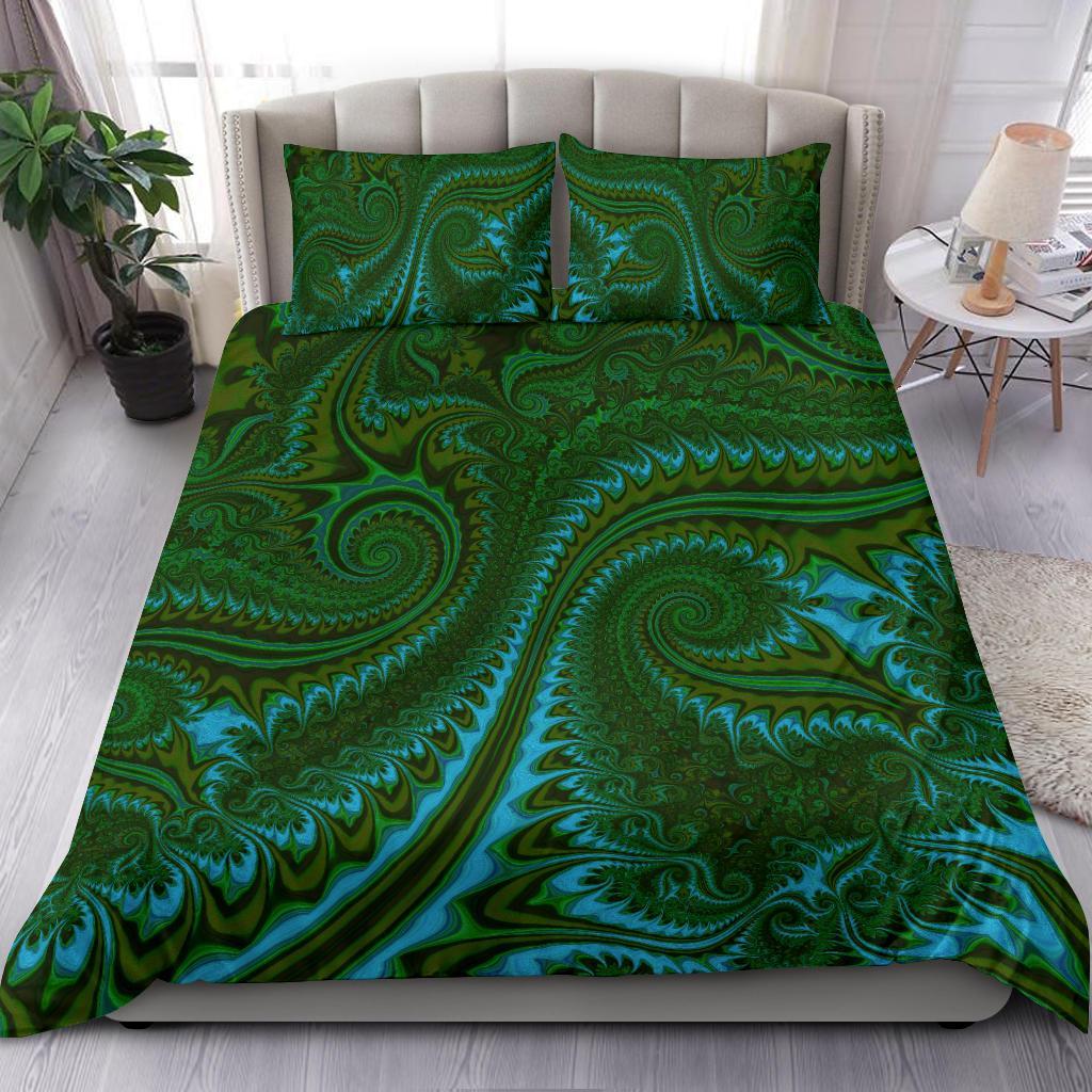 New Zealand Bedding Set, Koru Fern Duvet Cover And Pillow Case - Abstract Style 02 - Vibe Hoodie Shop