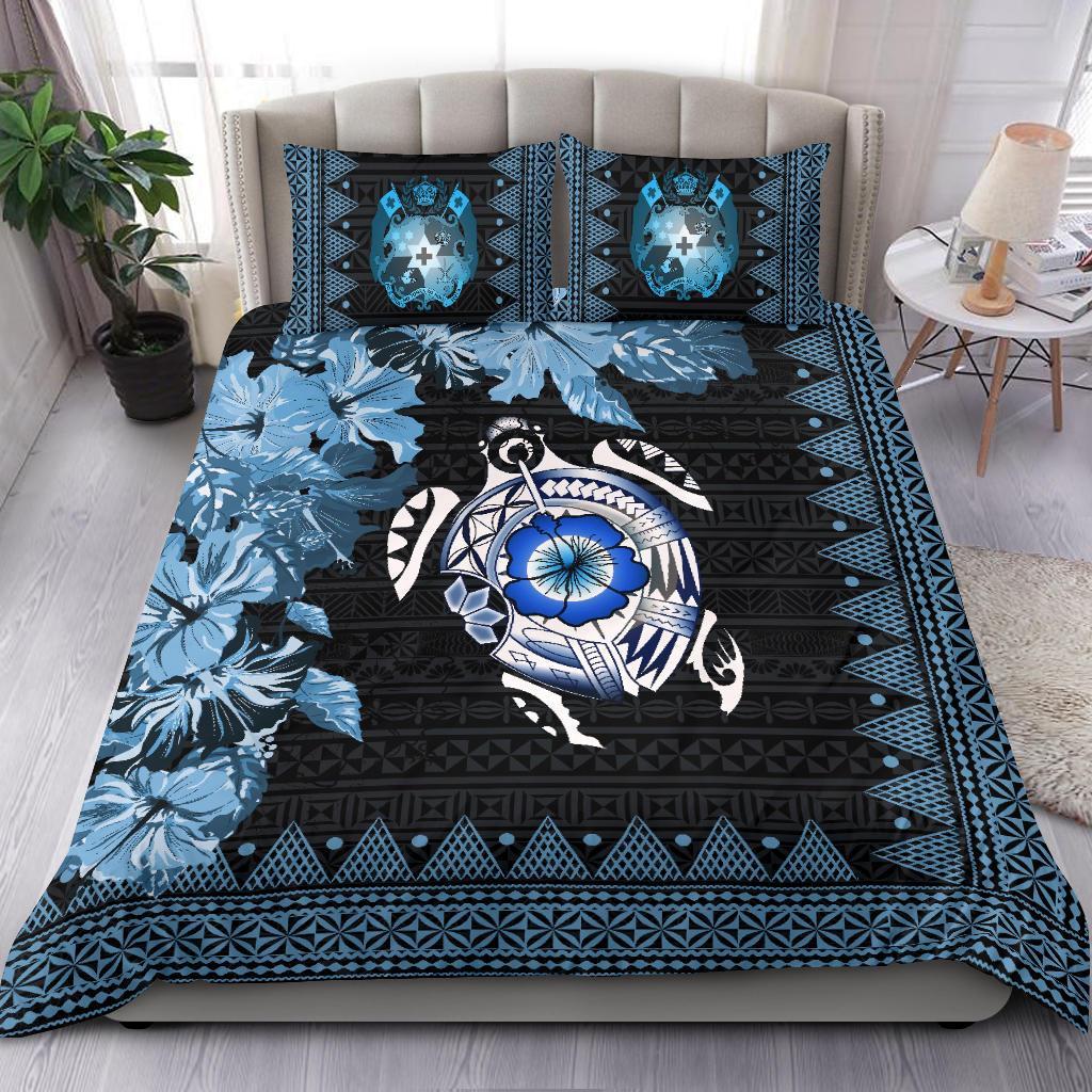 Tonga Bedding Set - Turtle Hibiscus Blue - Vibe Hoodie Shop