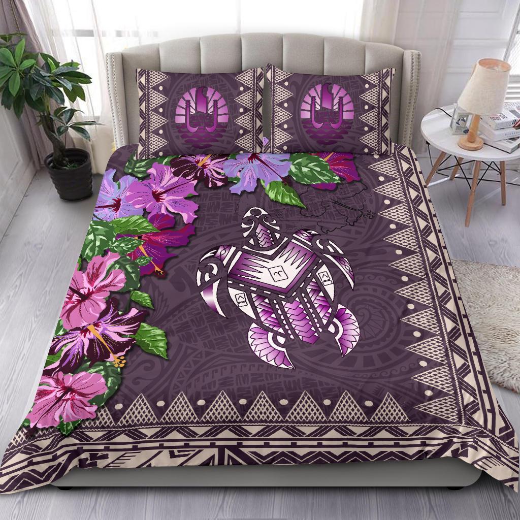 Tahiti Bedding Set - Turtle Hibiscus Purple - Vibe Hoodie Shop