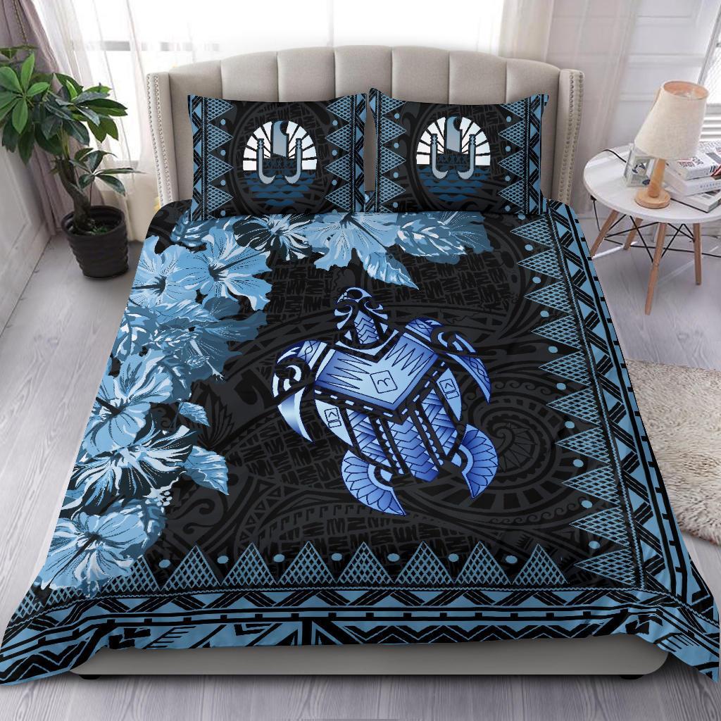 Tahiti Bedding Set - Turtle Hibiscus Blue - Vibe Hoodie Shop