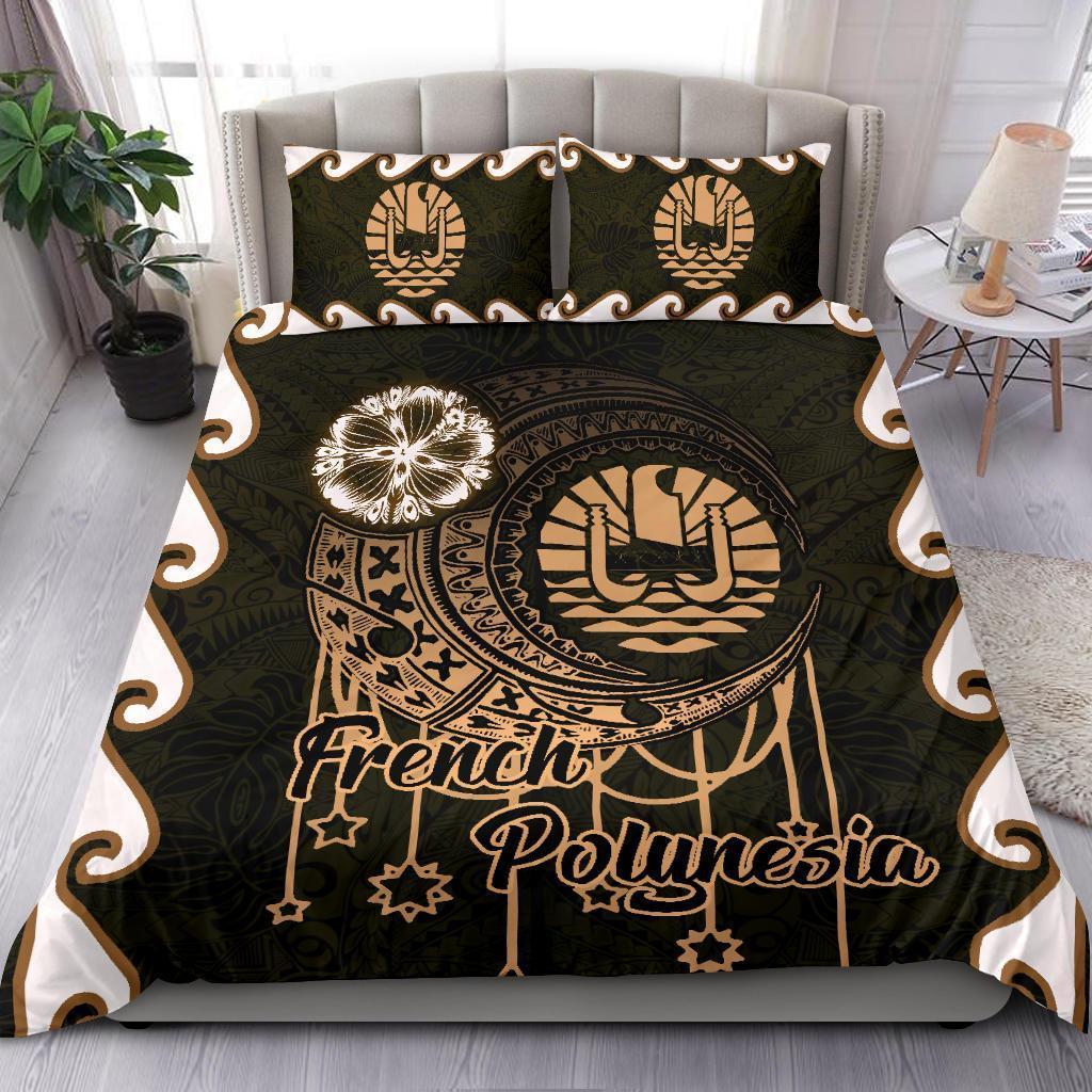 French Polynesia Bedding Set, Polynesian Duvet Cover and Two Pillow Cases - Vibe Hoodie Shop