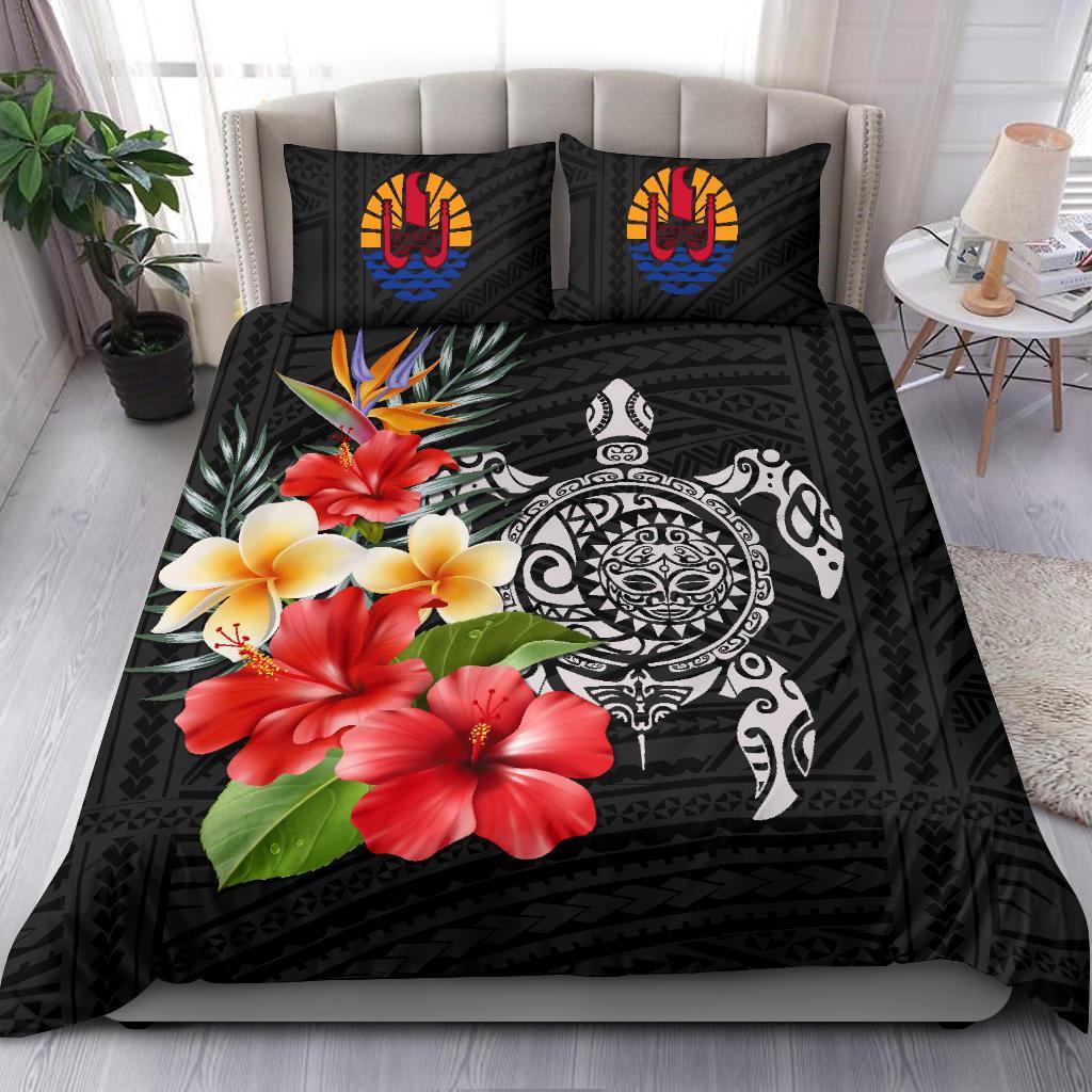 Tahiti Bedding Set - Polynesian Hibiscus And Plumeria - Vibe Hoodie Shop