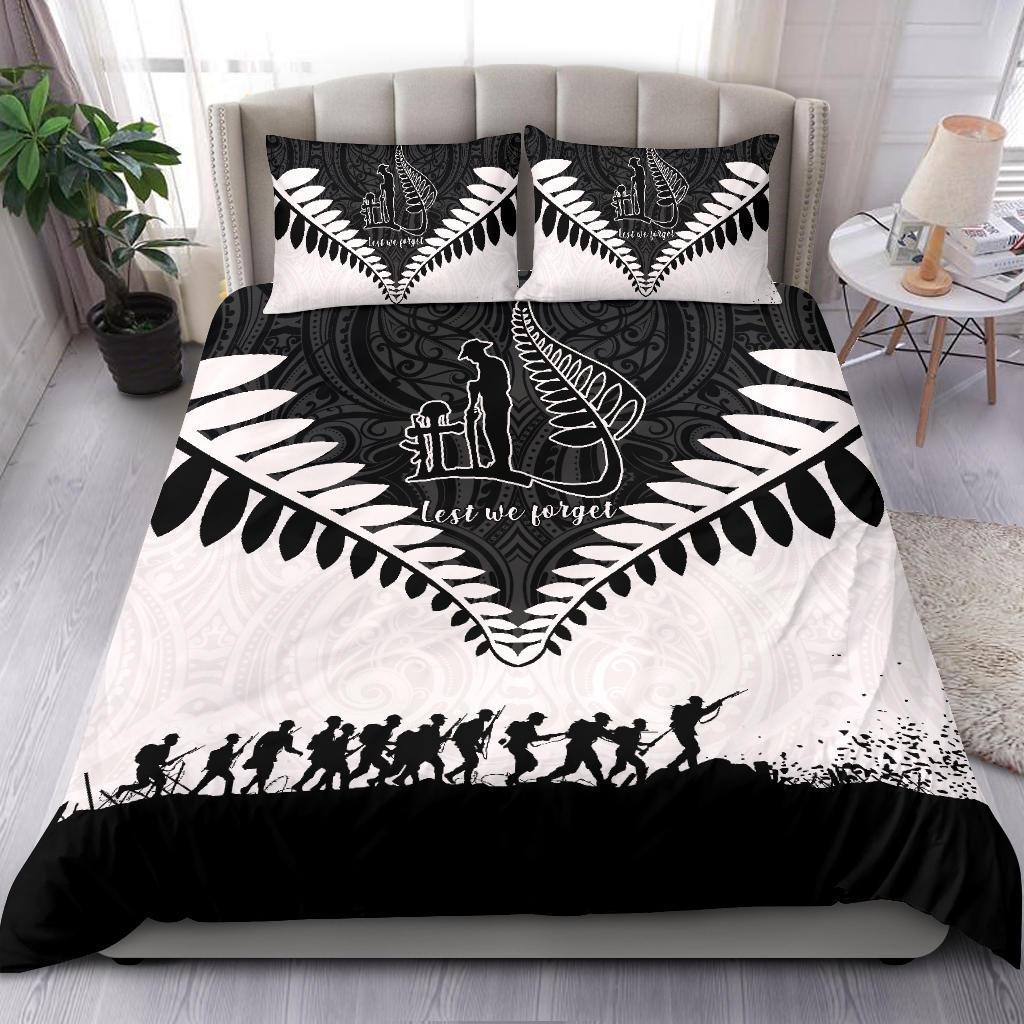 New Zealand ANZAC Bedding Set, Lest We Forget Silver Fern Duvet Cover And Pillow Case - Vibe Hoodie Shop