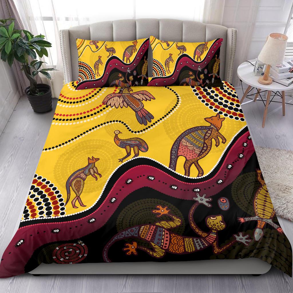 Aboriginal Bedding Set - Indigenous Animals Life Art - Vibe Hoodie Shop