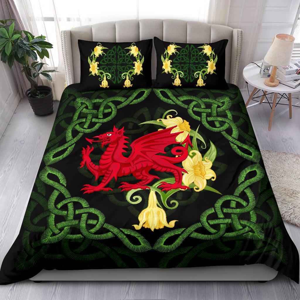 Wales Bedding Set - Dragon Daffodil Celtic - Vibe Hoodie Shop