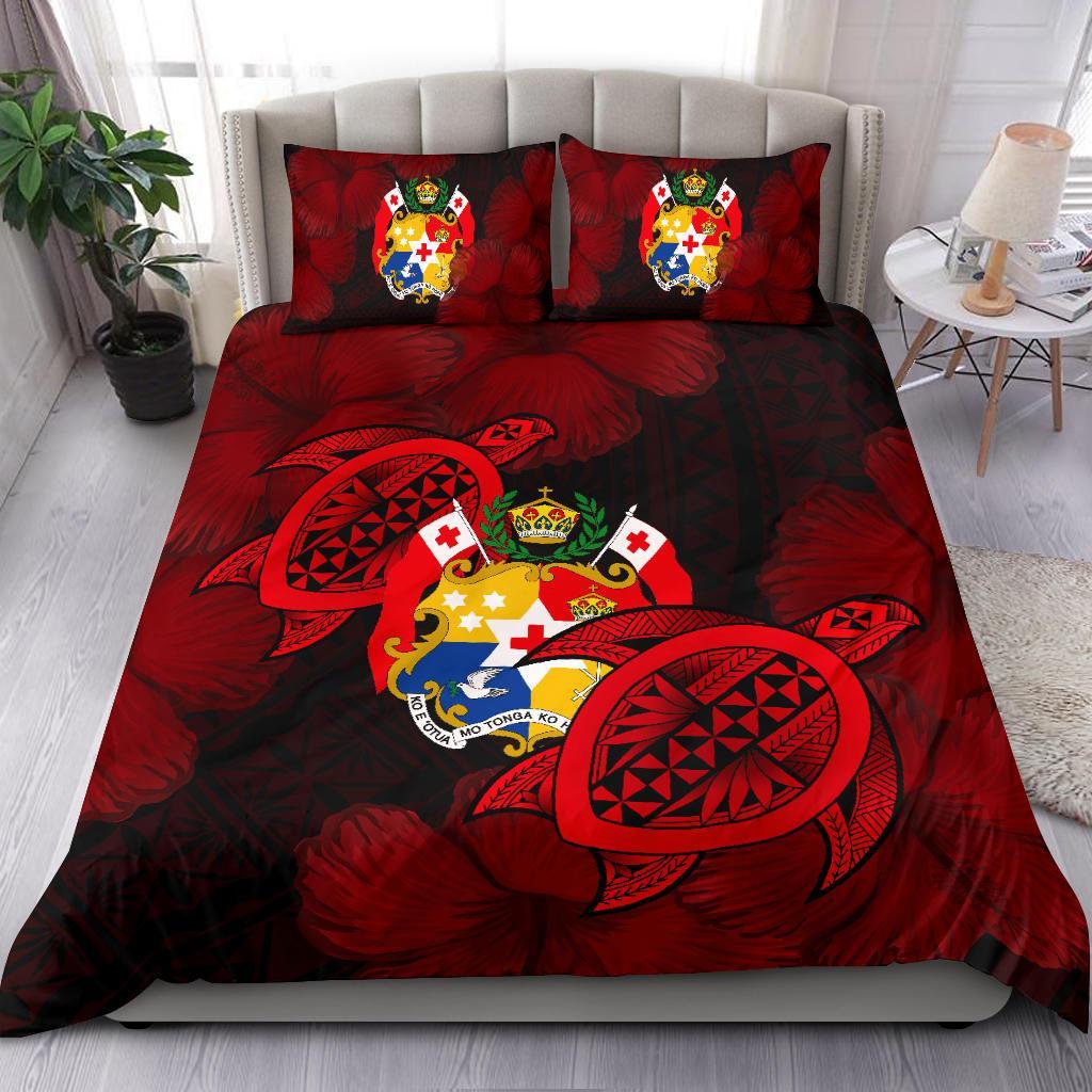 Tonga Bedding Set - Turtle Hibiscus Coat Of Arm - Ah - Vibe Hoodie Shop