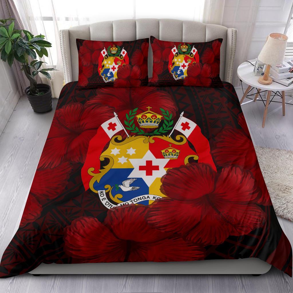 Tonga Coat Of Arm Hibiscus Bedding Set - Ah - Vibe Hoodie Shop