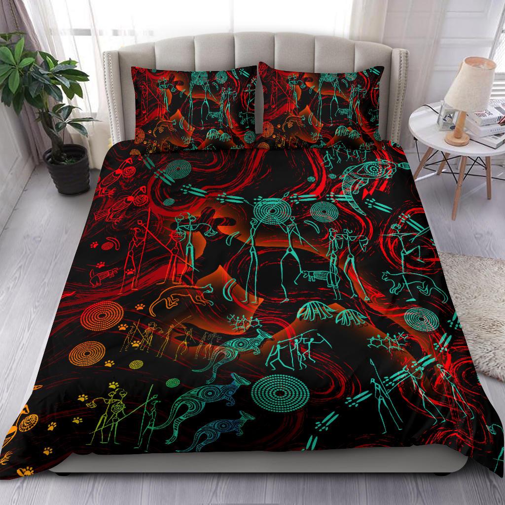 Bedding Set, Kangaroo Adults Indigenous Art - Vibe Hoodie Shop