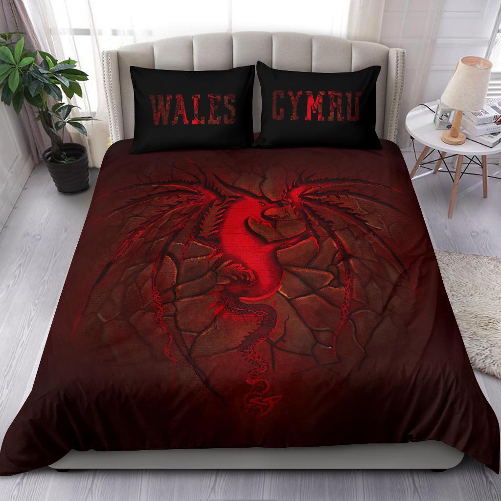 Wales Bedding Set, Welsh Dragon Lava - Vibe Hoodie Shop