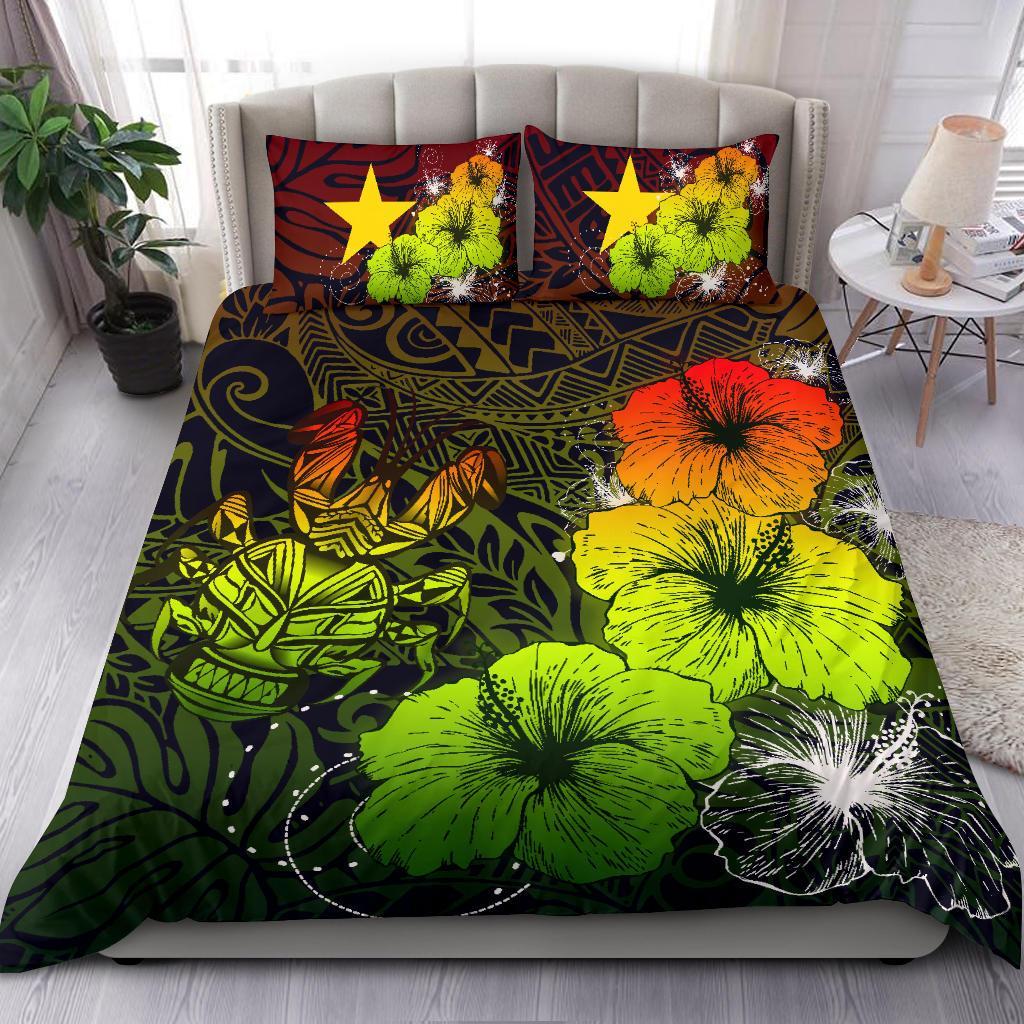 Niue Hibiscus Turtle Polynesian Bedding Set - Style Reggae - Vibe Hoodie Shop