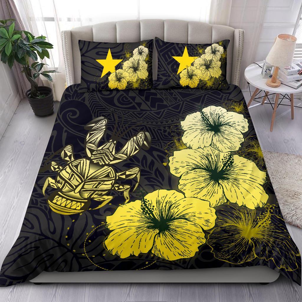 Niue Hibiscus Turtle Polynesian Bedding Set - Style Gold - Vibe Hoodie Shop