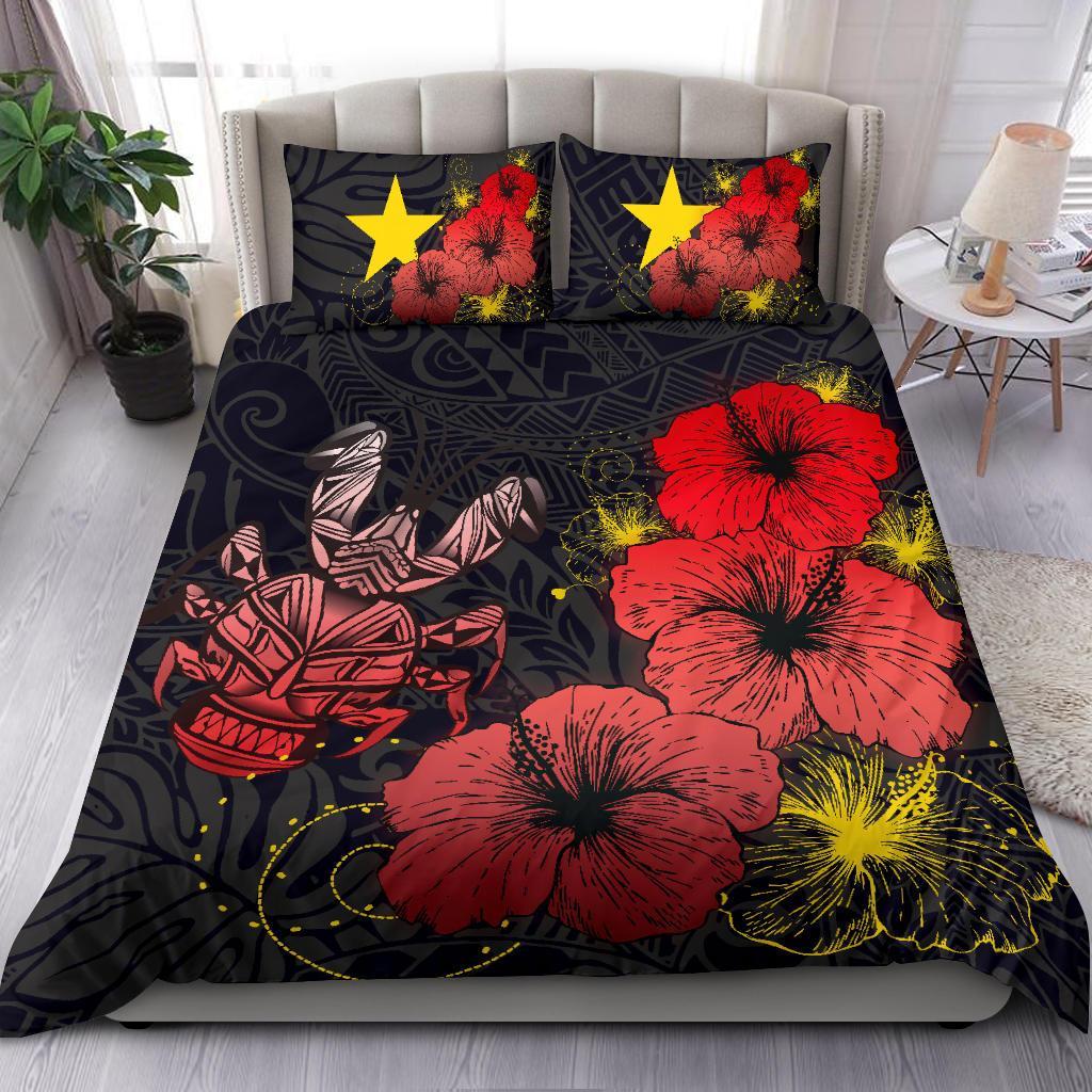 Niue Hibiscus Turtle Polynesian Bedding Set - Style Red - Vibe Hoodie Shop