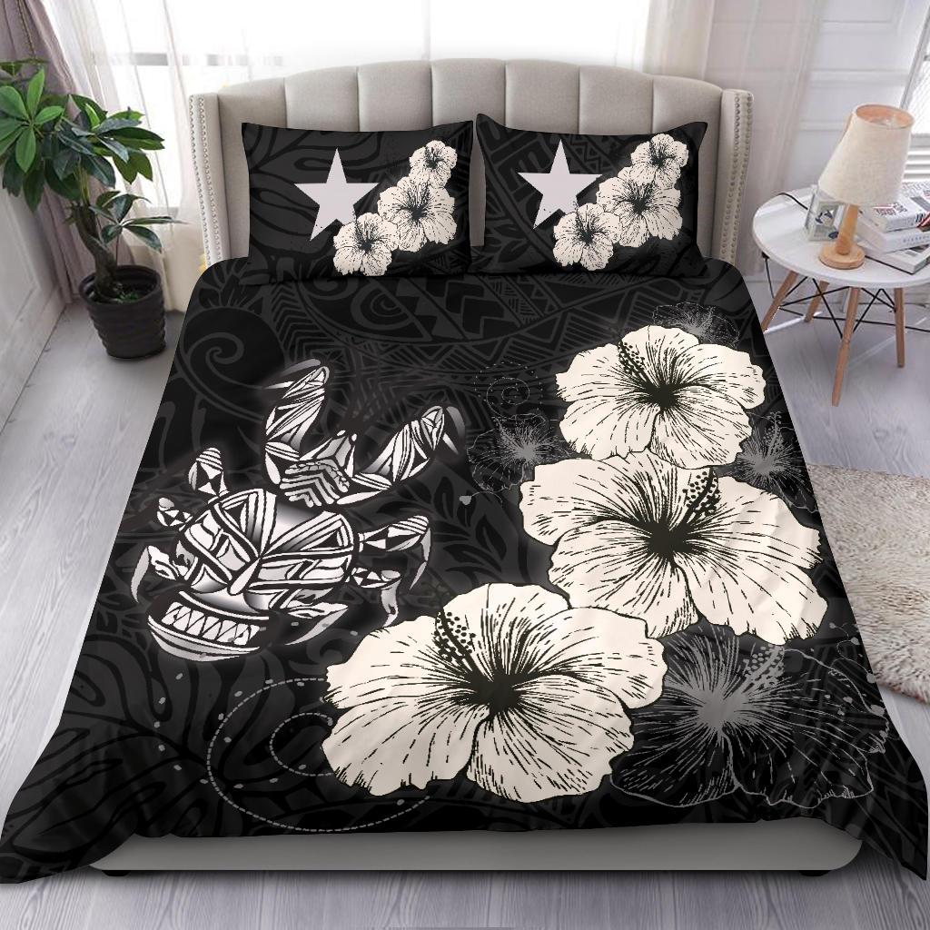 Niue Hibiscus Turtle Polynesian Bedding Set - Style Black - Vibe Hoodie Shop