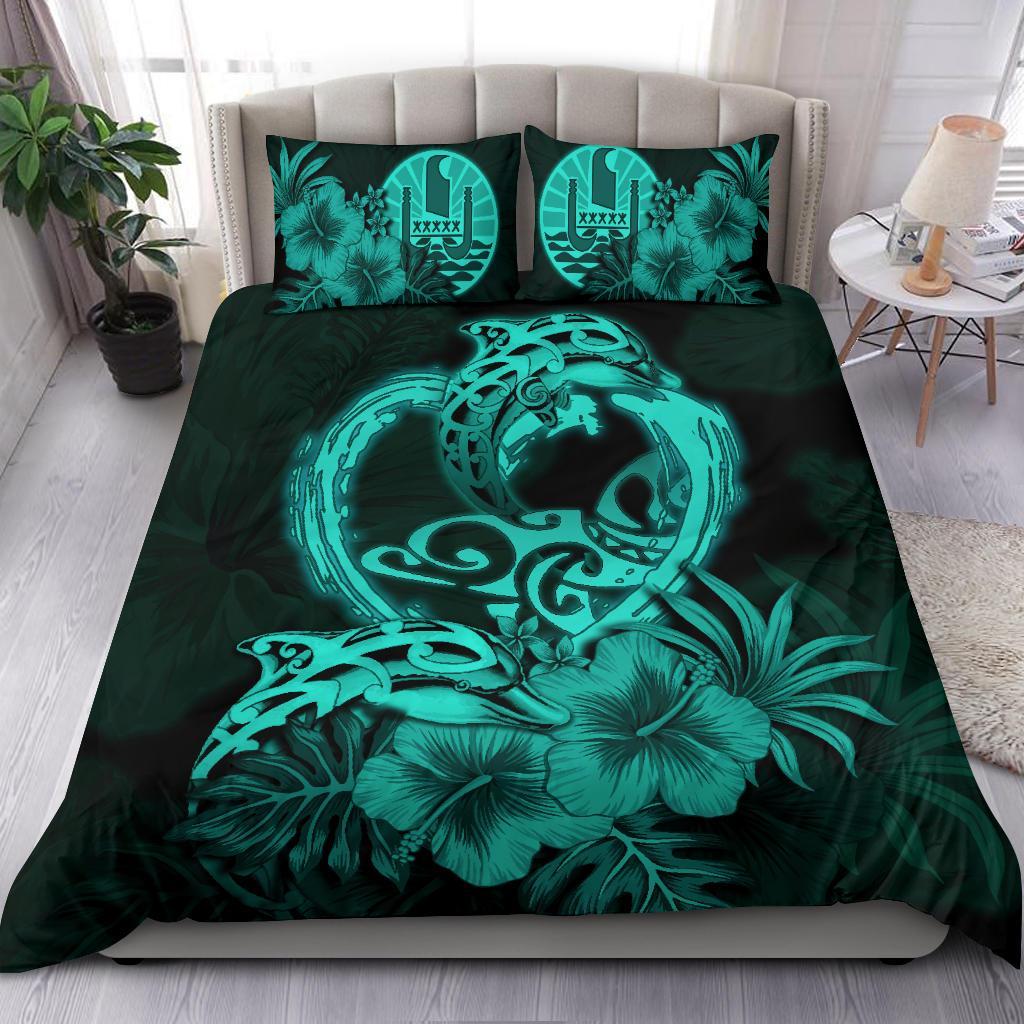 Tahiti Bedding Set I Love Dophins Duvet Cover Hibiscus - Vibe Hoodie Shop