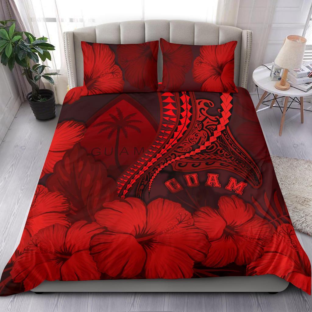 Guam Bedding Set Guam Manta Polynesian Hibiscus (Red) - Vibe Hoodie Shop