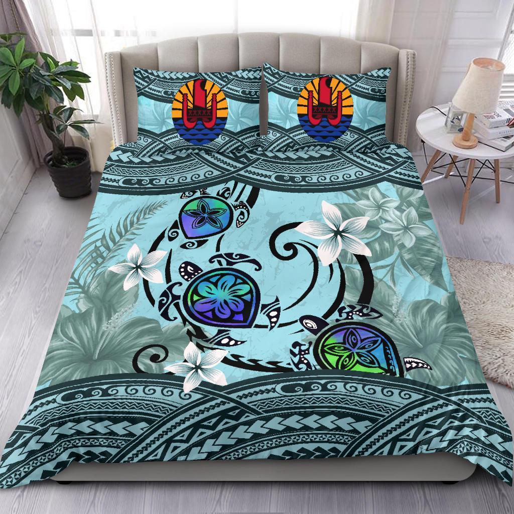 Tahiti Bedding Set - Polynesian Turtle Plumeria - Vibe Hoodie Shop