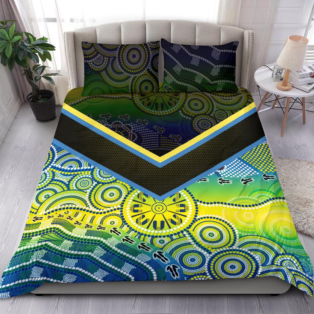 Aboriginal Bedding Set - Dot Painting Indigenous Circle Patterns - Vibe Hoodie Shop