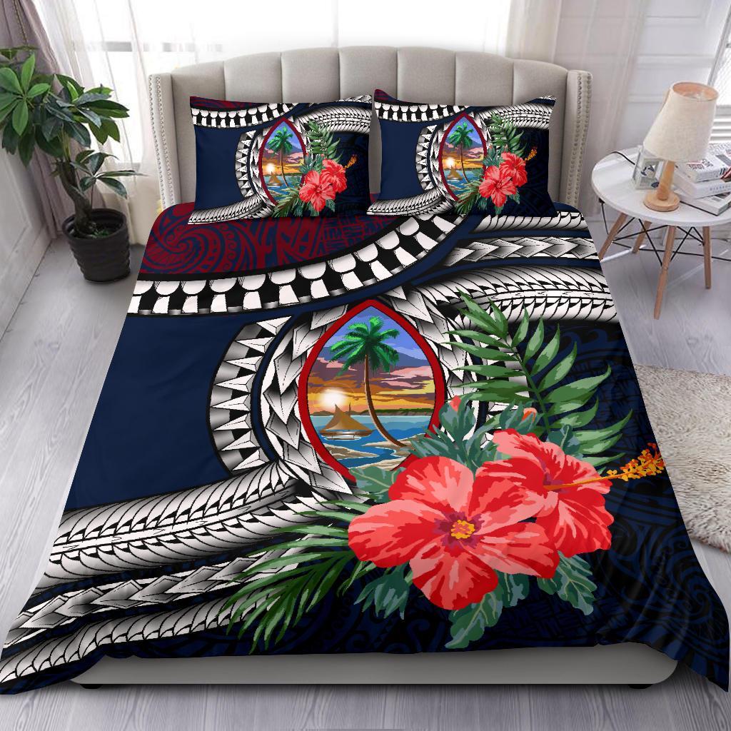 Guam Bedding Set - Polynesian Coat Of Arms Hibiscus - Vibe Hoodie Shop