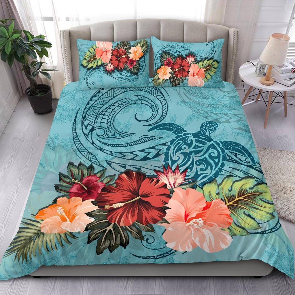 Polynesian Turtle And Hibiscus Bedding Set - Vibe Hoodie Shop