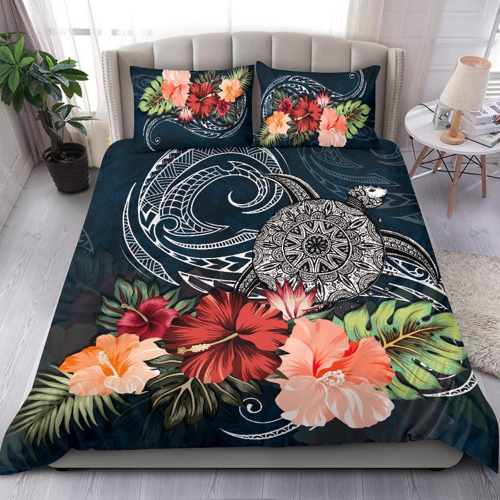 Turtle And Hibiscus Bedding Set Polynesian - Vibe Hoodie Shop