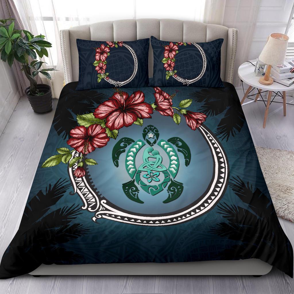 Polynesian Bedding Set - Polynesian Ohana Turtle Hibiscus Mother Son - Vibe Hoodie Shop