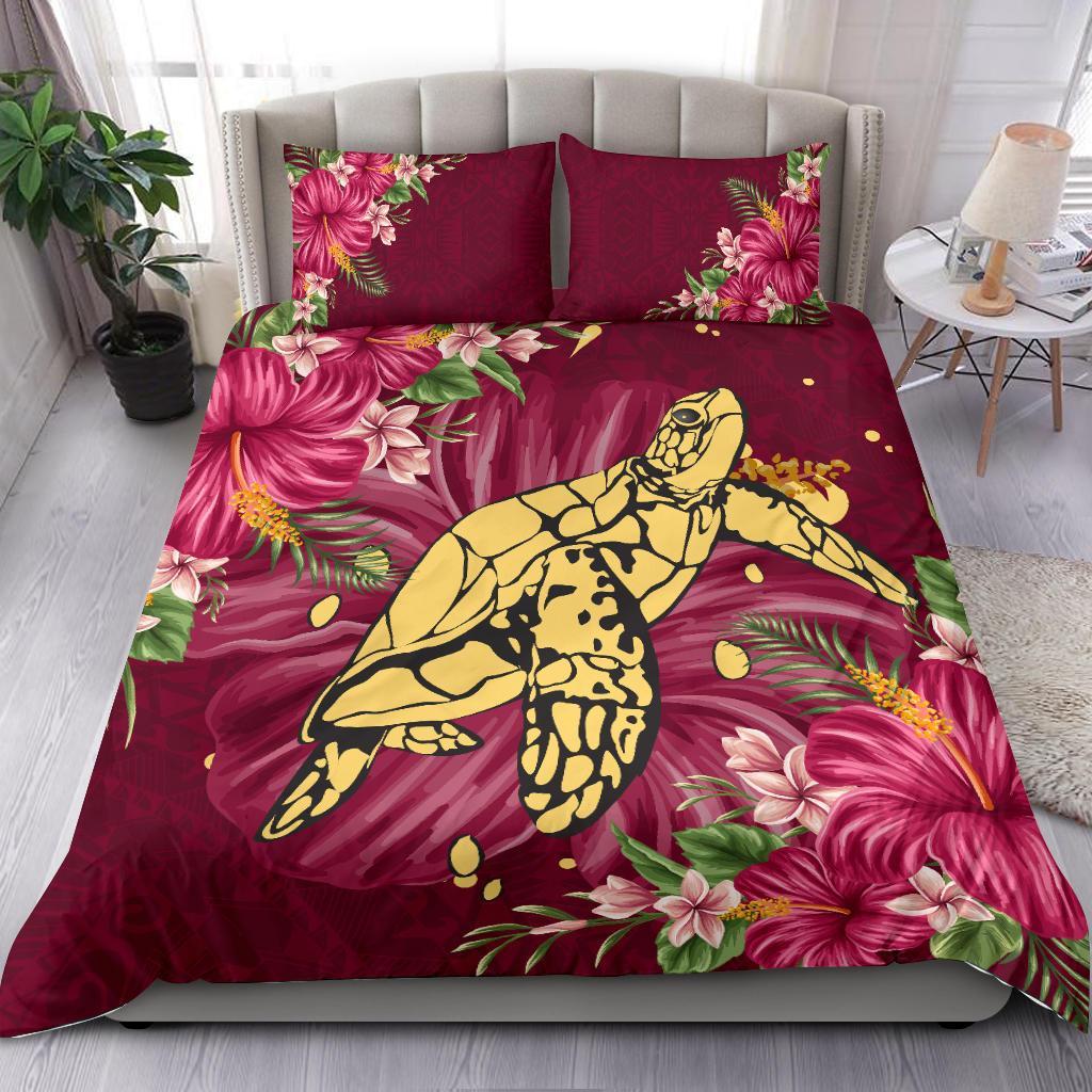 Polynesian Bedding Set - Turtle Polynesian Hibiscus - Vibe Hoodie Shop