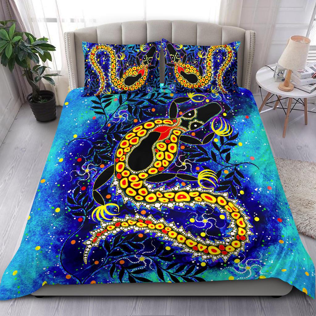 Aboriginal Bedding Set, Indigenous Crocodile - Vibe Hoodie Shop