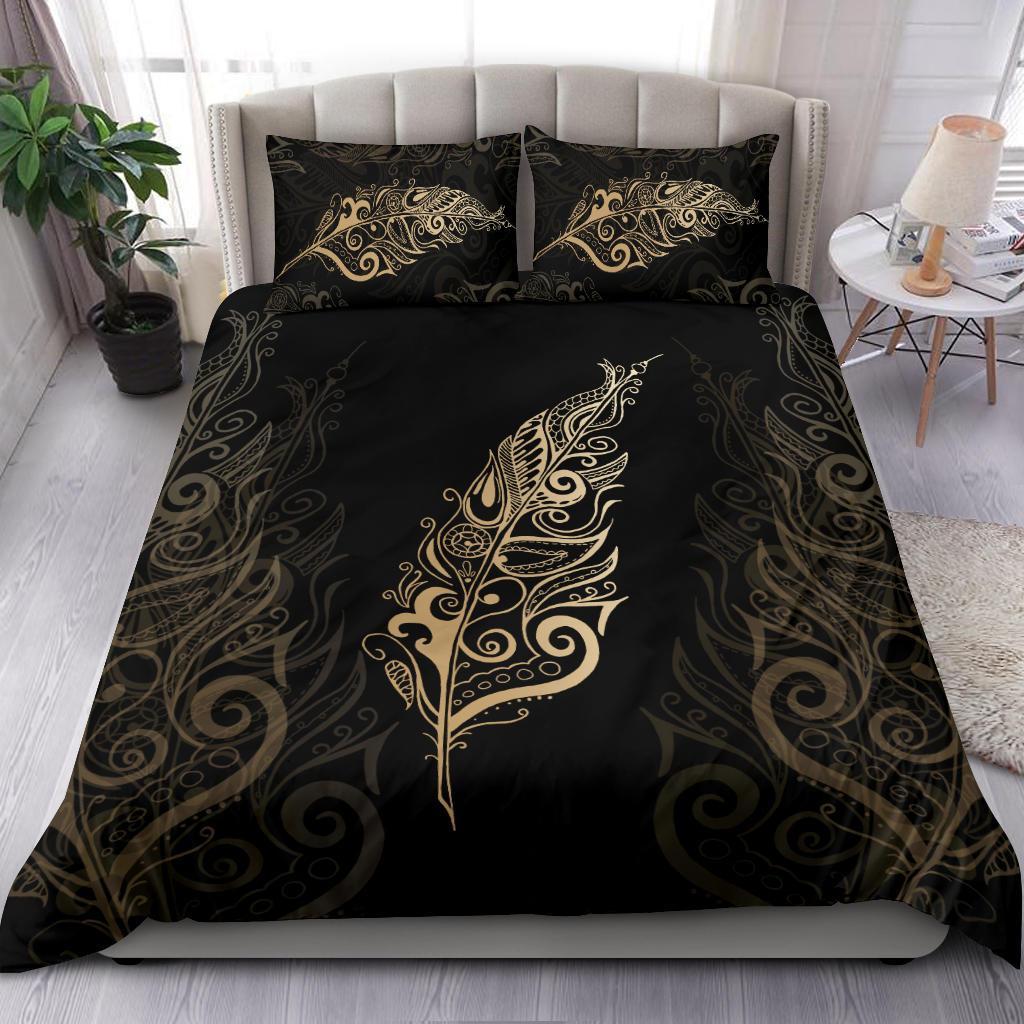 Light Silver Fern New Zealand Bedding Set - Golden - Vibe Hoodie Shop