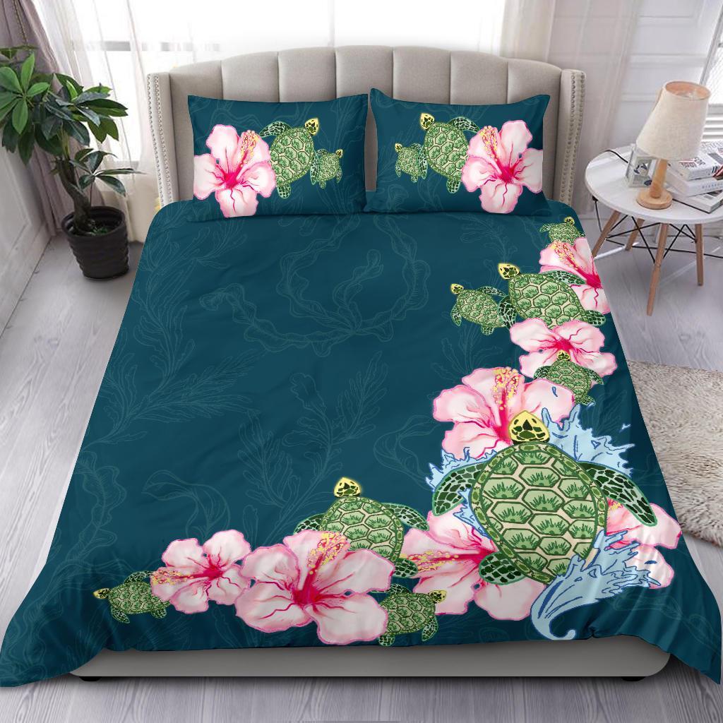 Hibiscus Turtle Bedding Set - Vibe Hoodie Shop